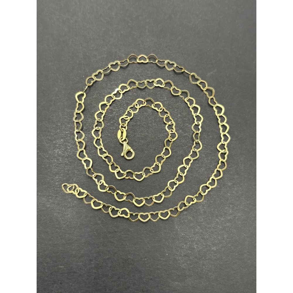 EUC 18" Gold Sterling Silver Heart Chain Necklace 925 H25